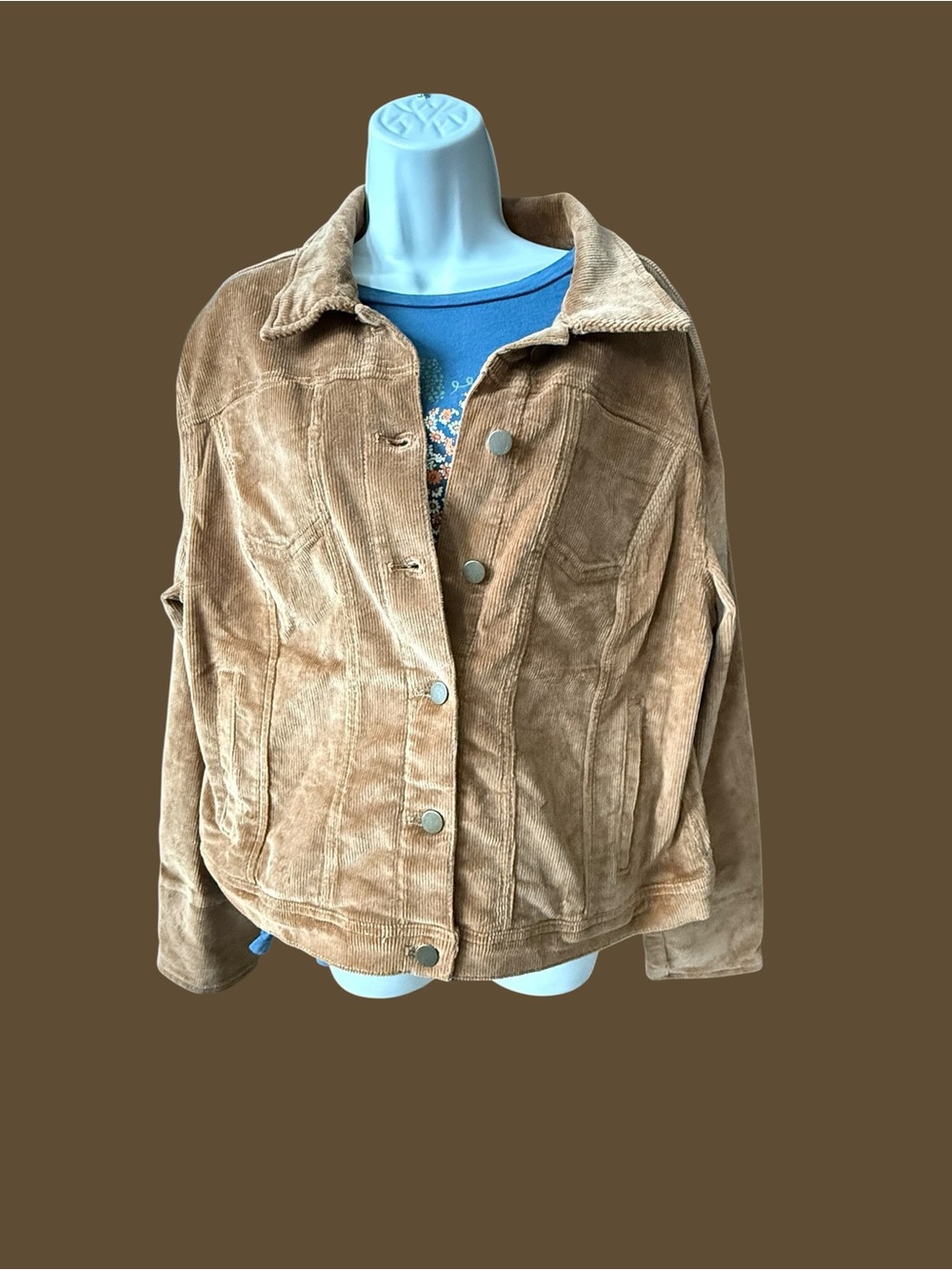 Time and Tru Tan Corduroy Jean Jacket - Picture 1 of 12
